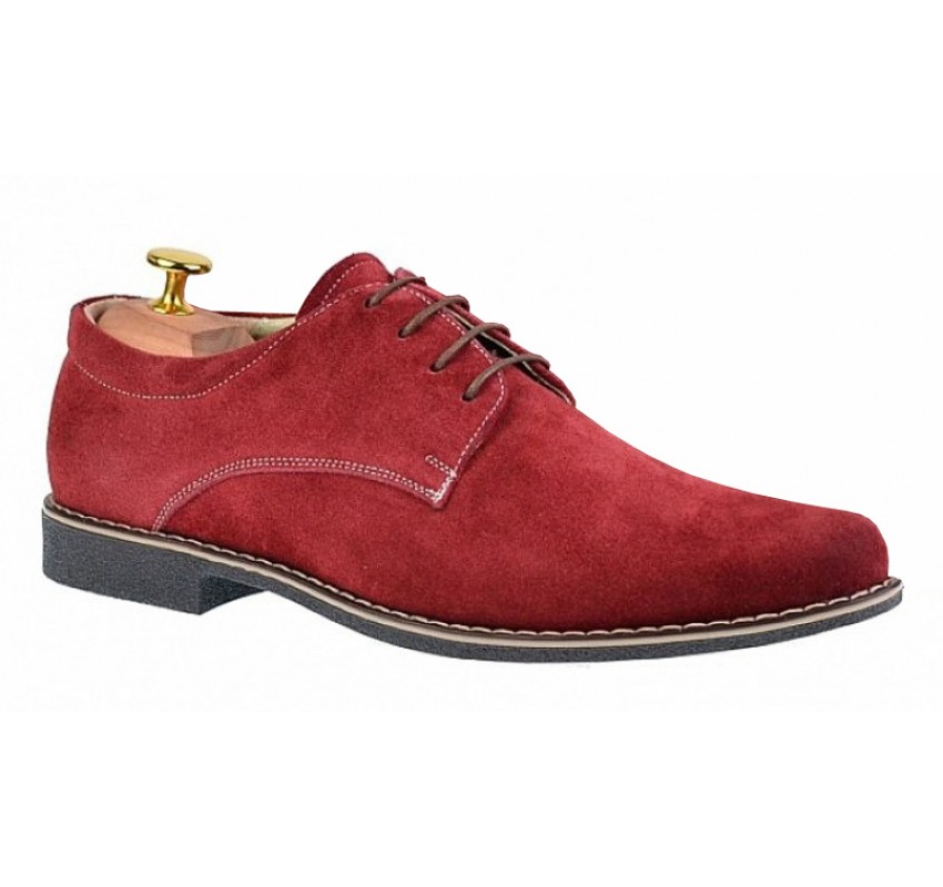 Pantofi barbati din piele intoarsa - Model Casual Visiniu PA2VIS