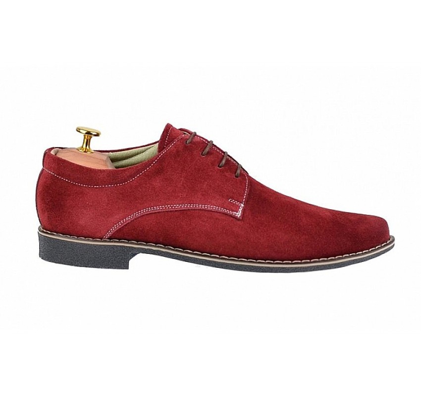 Pantofi barbati din piele intoarsa - Model Casual Visiniu PA2VIS