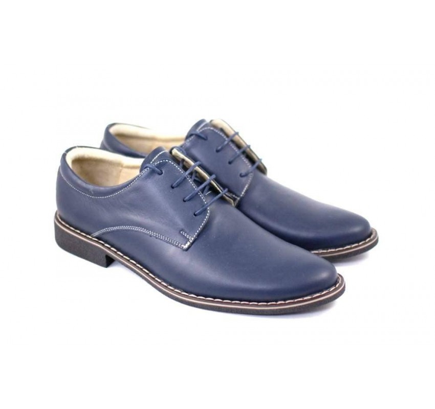 Pantofi bleumarin barbati casual - eleganti din piele naturala Dark Blue PABLBOX