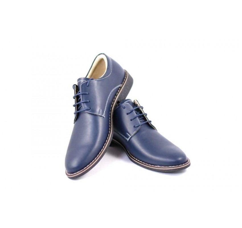 Pantofi bleumarin barbati casual - eleganti din piele naturala Dark Blue PABLBOX