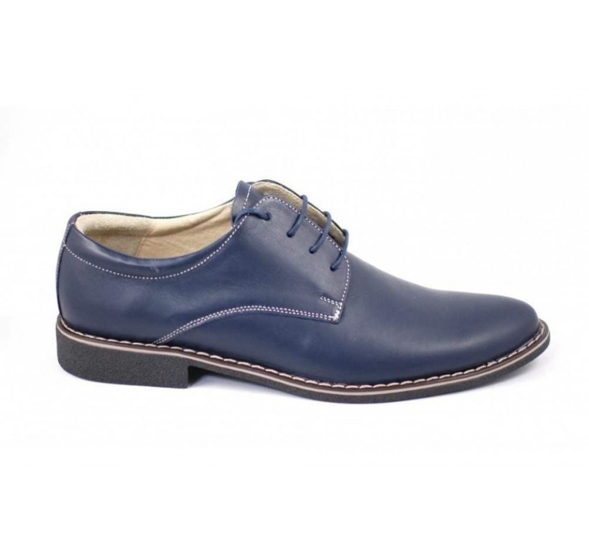 Pantofi bleumarin barbati casual - eleganti din piele naturala Dark Blue PABLBOX