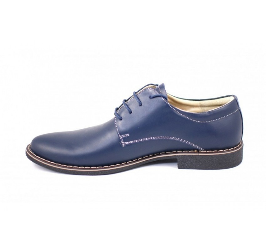 Pantofi bleumarin barbati casual - eleganti din piele naturala Dark Blue PABLBOX