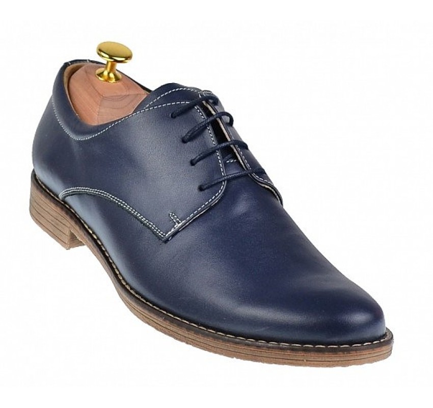 Pantofi barbati casual din piele naturala bleumarin - PABLM