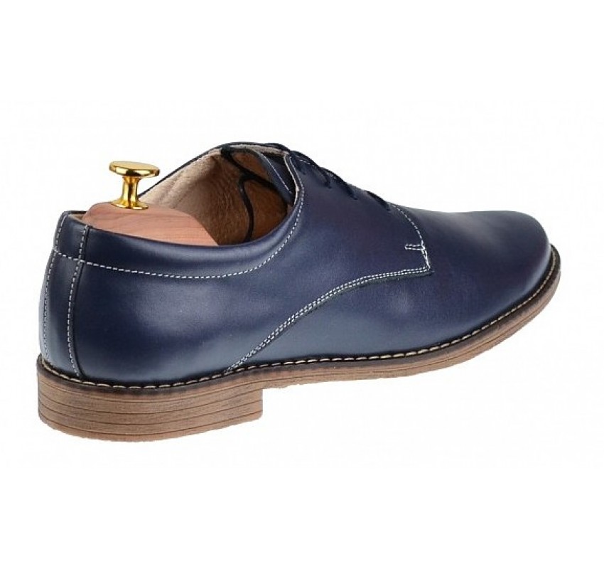 Pantofi barbati casual din piele naturala bleumarin - PABLM