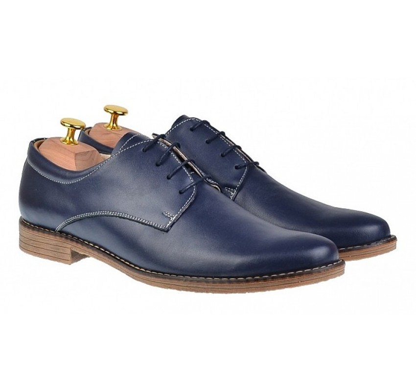 Pantofi barbati casual din piele naturala bleumarin - PABLM