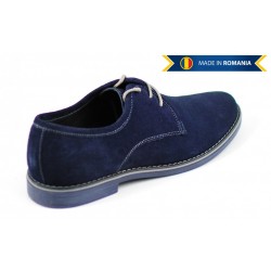 Pantofi barbati, casual-eleganti din piele naturala intoarsa, bleumarin - PABLUVEL