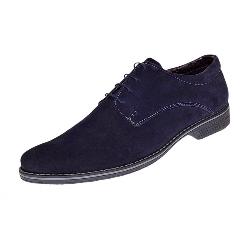 Pantofi barbati casual din piele naturala intoarsa Bleumarin PABLVEL