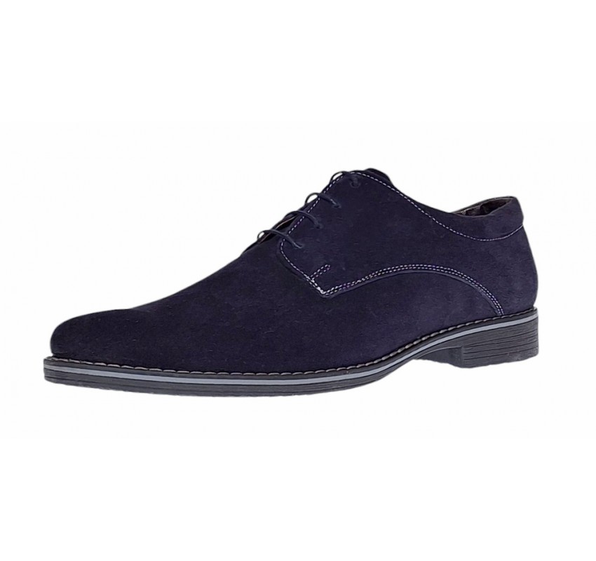 Pantofi barbati casual din piele naturala intoarsa Bleumarin PABLVEL