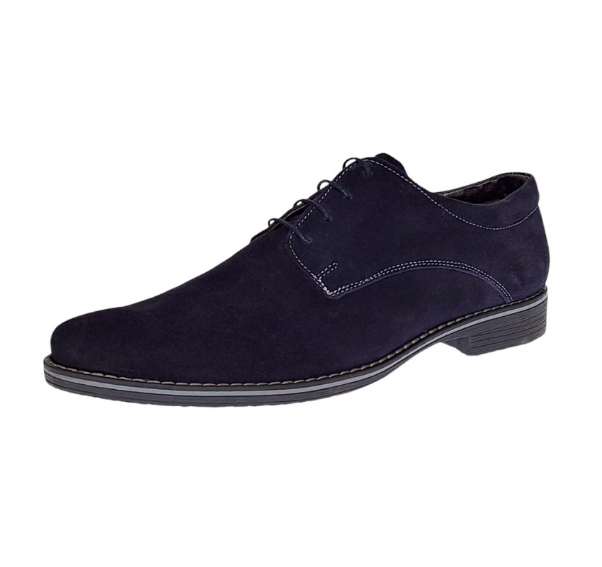 Pantofi barbati casual din piele naturala intoarsa Bleumarin PABLVEL