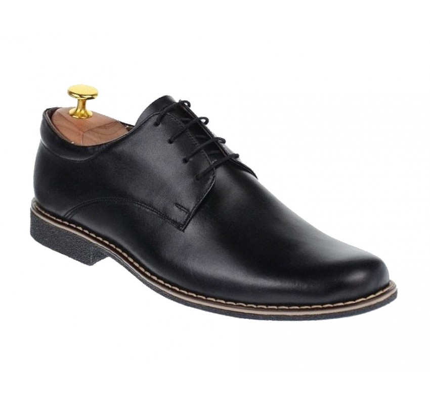 Pantofi barbati casual, din piele naturala, Negru - PANBOX