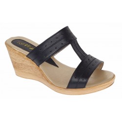 Papuci dama din piele naturala cu platforme de 7cm Negru PAP300NBOX