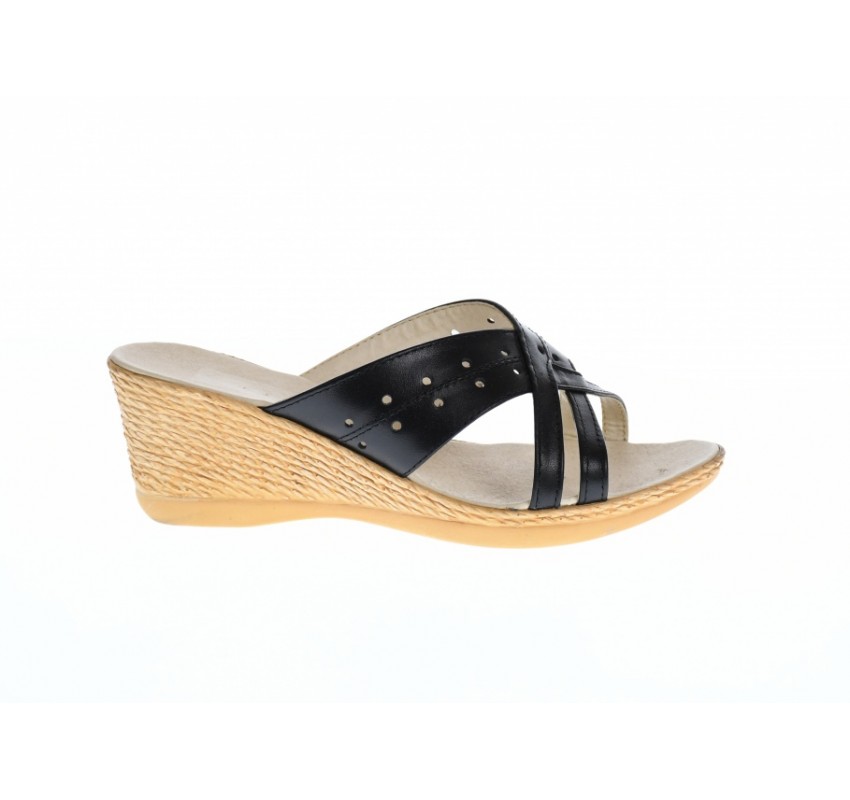 Papuci dama de vara cu platforme de 5 cm, din piele naturala, PAP5NBOX