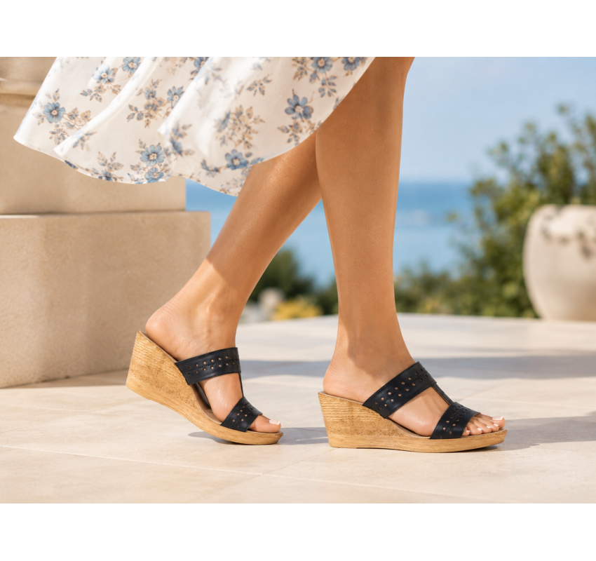Papuci dama din piele naturala cu platforma 7cm PAP7NBX