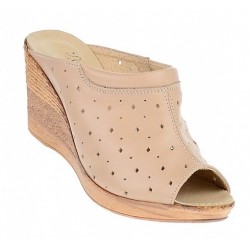 Saboti dama de vara din piele naturala cu perforatii - PAPUCTEABEJ