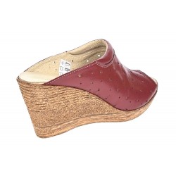 Saboti dama de vara, din piele naturala cu perforatii, culoare visiniu - PAPUCTEAVIS