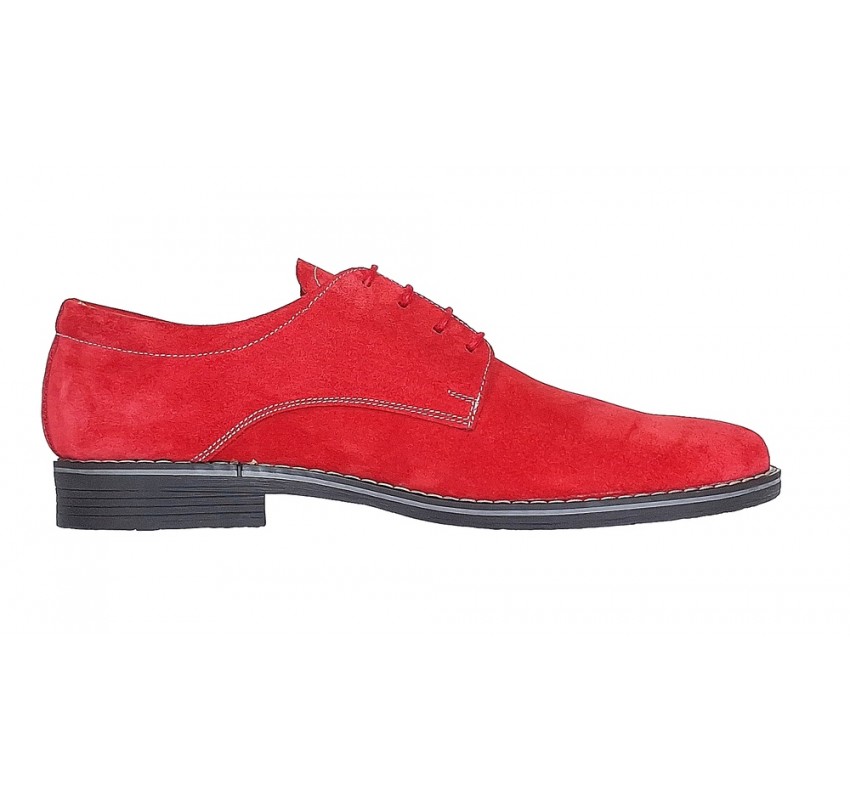 Pantofi rosii barbati casual - eleganti din piele naturala intoarsa - CARLO PARVELTG