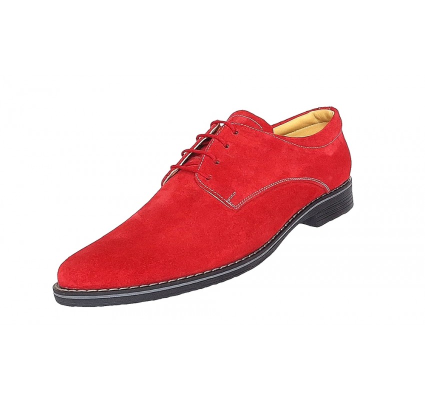 Marimea 42 Pantofi barbati casual din piele naturala intoarsa, Rosu - CARLO PARVELTG