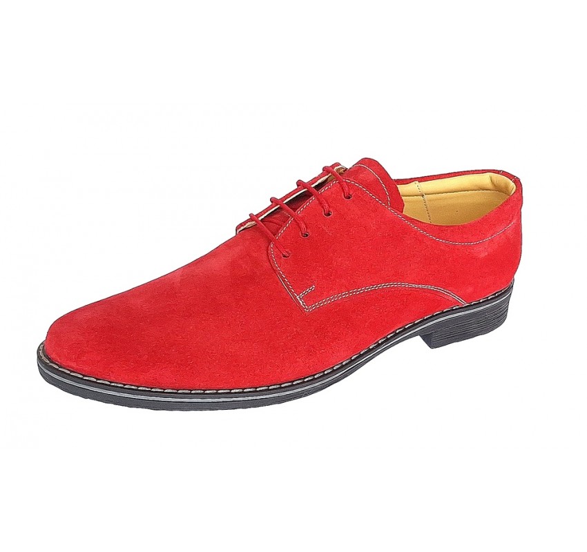 Marimea 42 Pantofi barbati casual din piele naturala intoarsa, Rosu - CARLO PARVELTG
