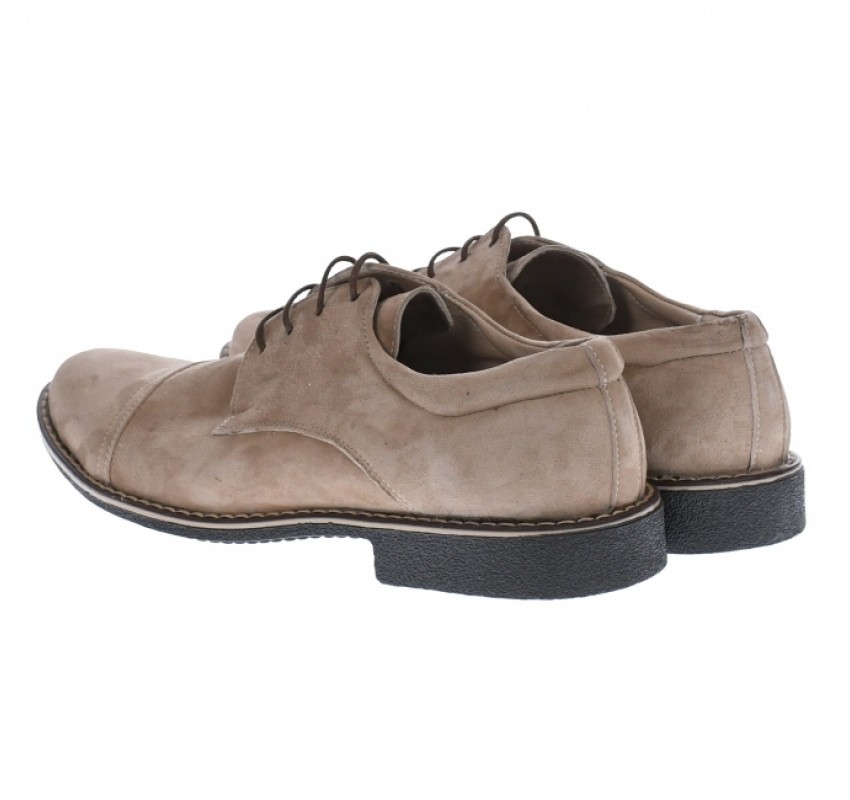 Pantofi barbati casual - eleganti din piele naturala intoarsa, bej - PAVELBEJ2