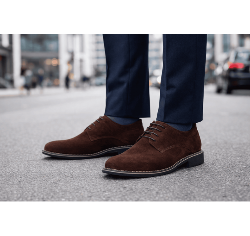 Pantofi barbati casual din piele naturala intoarsa - Model Maro Brun PAVELMARO