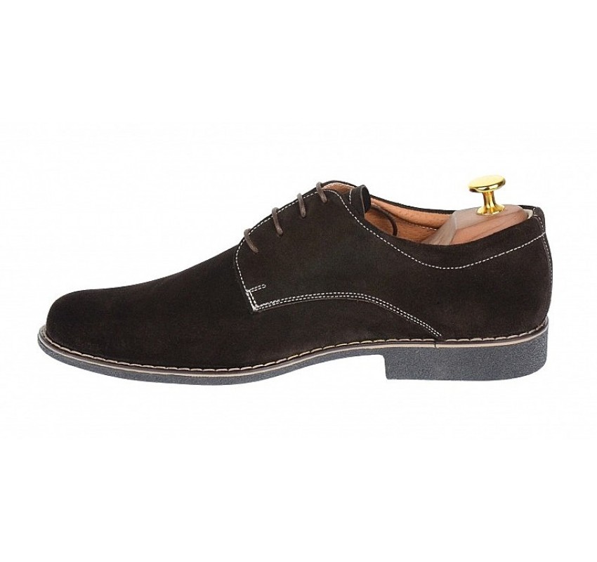 Pantofi barbati casual din piele naturala intoarsa - Model Maro Brun PAVELMARO