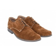 Pantofi barbati, eleganti, din piele naturala intoarsa, maro deschis - PAVELMD