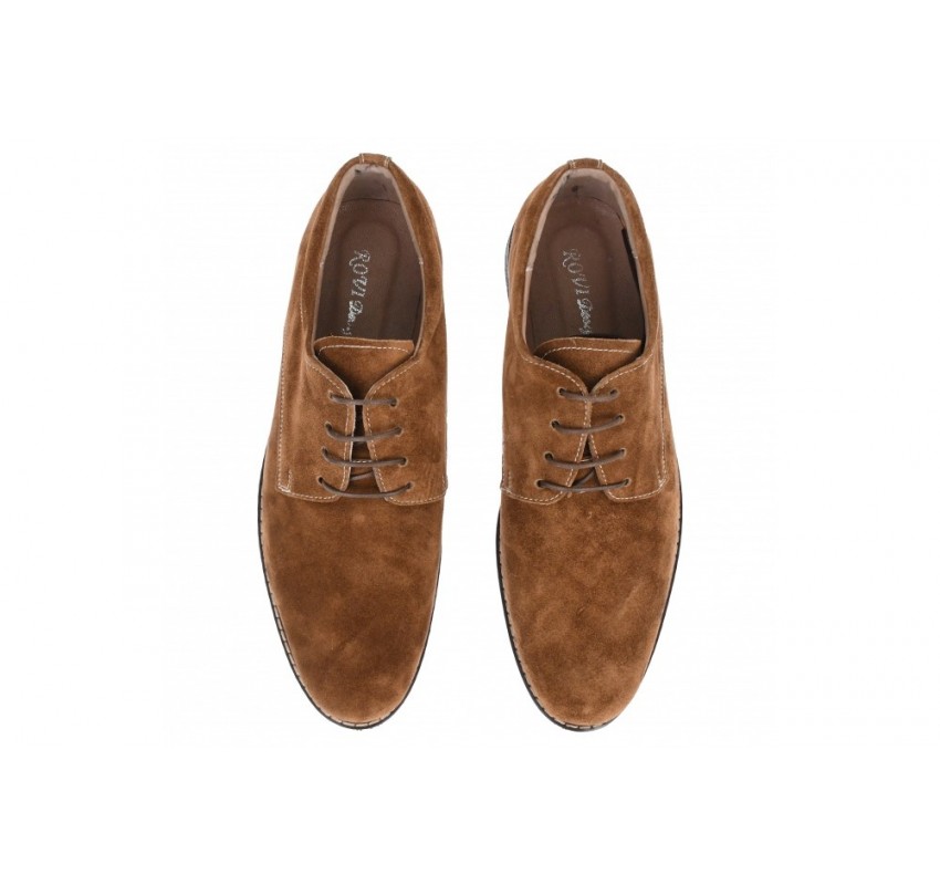 Pantofi barbati, eleganti, din piele naturala intoarsa, maro deschis - PAVELMD Pantofi barbati, eleganti, din piele naturala intoarsa, maro deschis - PAVELMD