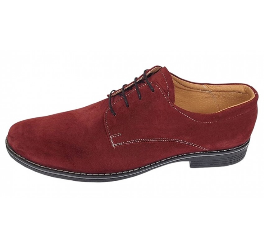 Pantofi barbati piele intoarsa naturala visiniu PAVELV