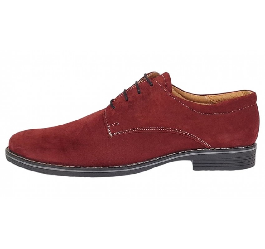 Pantofi barbati piele intoarsa naturala visiniu PAVELV