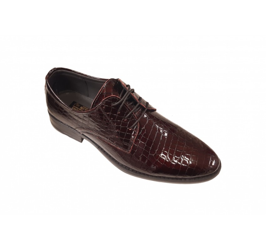 Pantofi barbati eleganti, din piele naturala, BORDO - PB101CROCO