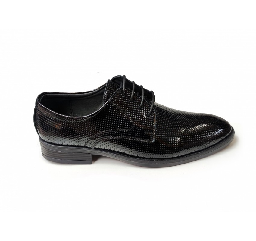 Pantofi barbati eleganti, din piele naturala, Negru LAC, CIUCALETI SHOES - PB101LACG