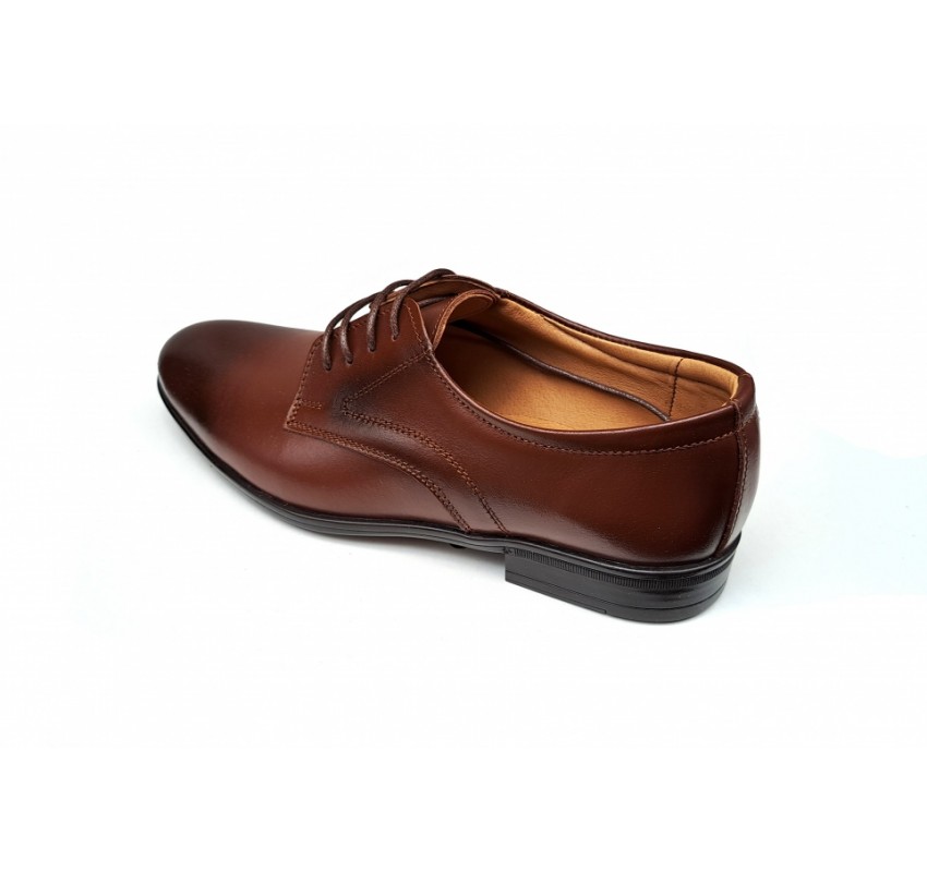 Pantofi barbati eleganti din piele naturala maro, cu siret- PB2019M