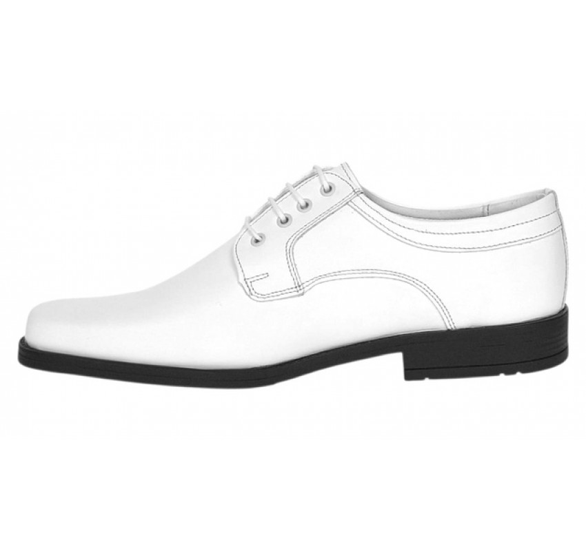 Pantofi barbati albi eleganti din piele naturala cu siret PB2265M