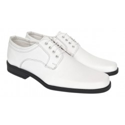 Pantofi barbati albi eleganti din piele naturala cu siret PB2265M