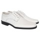 Pantofi barbati albi eleganti din piele naturala cu siret PB2265M