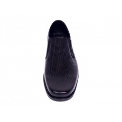 Pantofi bărbați negri din piele naturală, slip-on eleganți cu textură fină și aspect modern PB2265ELN