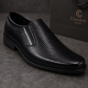 Pantofi bărbați negri din piele naturală, slip-on eleganți cu textură fină și aspect modern PB2265ELN
