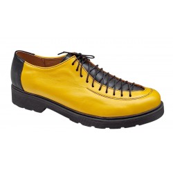Pantofi casual dama din piele naturala - Model Galben cu Negru PDGINAG
