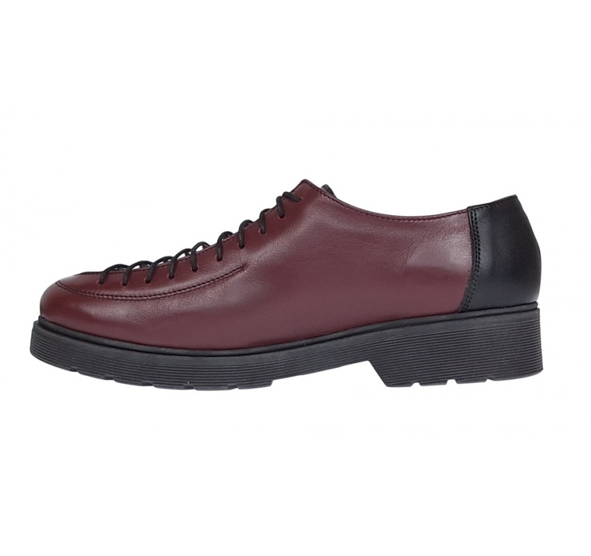 Pantofi casual dama din piele naturala - Model Visiniu cu Negru PDGINAVIS