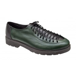 Pantofi casual dama din piele naturala - Model Verde cu Negru PDGINAV