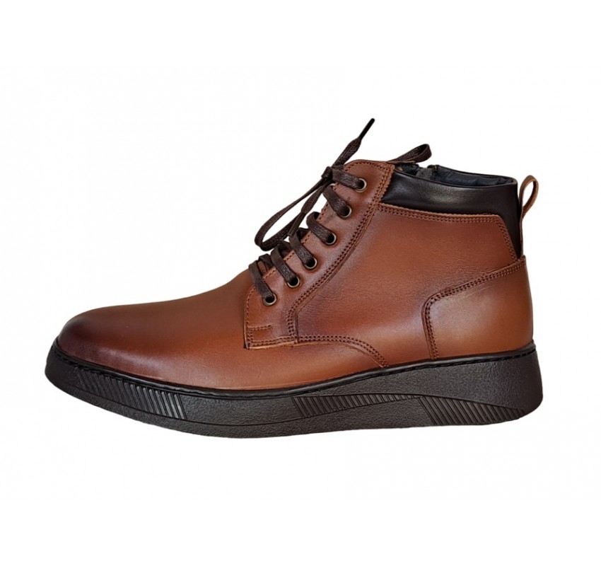 Ghete barbati Casual, din piele naturala imblanite, cu fermoar, Maro PH350MBOX Ghete barbati Casual, din piele naturala imblanite, cu fermoar, Maro PH350MBOX