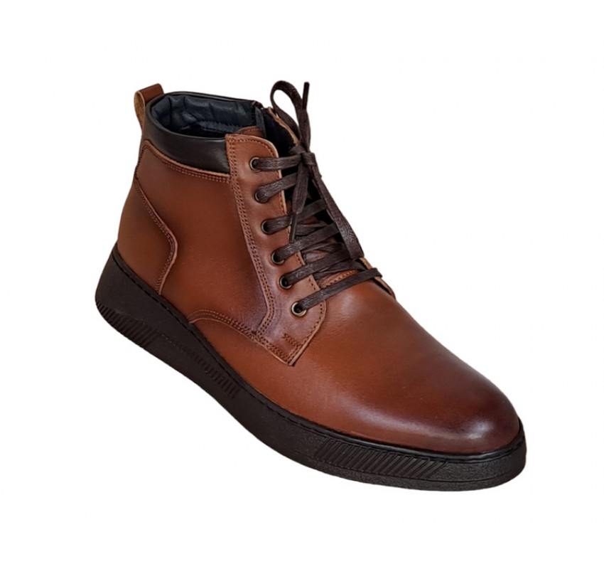 Ghete barbati Casual, din piele naturala imblanite, cu fermoar, Maro PH350MBOX Ghete barbati Casual, din piele naturala imblanite, cu fermoar, Maro PH350MBOX