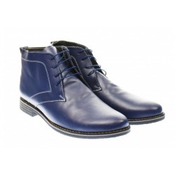 Ghete barbati casual, elegante din piele naturala (imblanite), bleumarin - PHBONDBLM