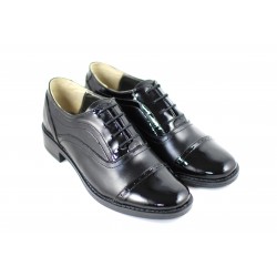 Pantofi dama casual din piele naturala de culoare neagra - PNBOXLAC