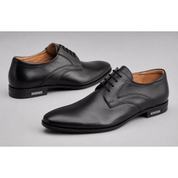 Pantofi barbati eleganti din piele naturala de culoare neagra PNOU371N