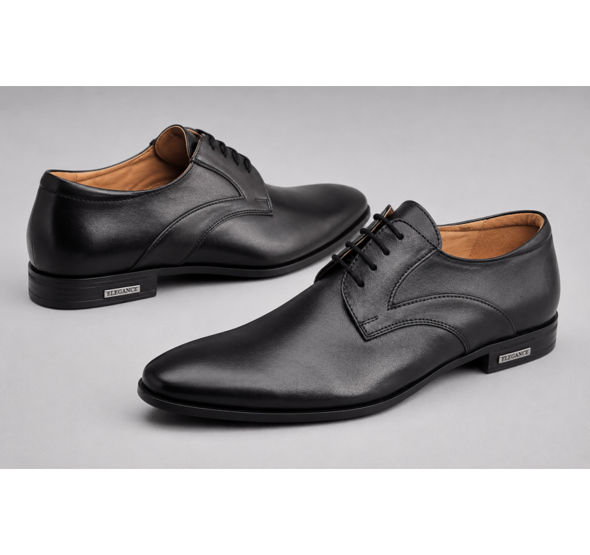 Pantofi barbati eleganti din piele naturala de culoare neagra PNOU371N