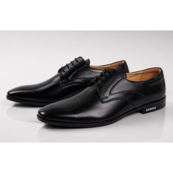 Pantofi barbati eleganti din piele naturala de culoare neagra PNOU371N