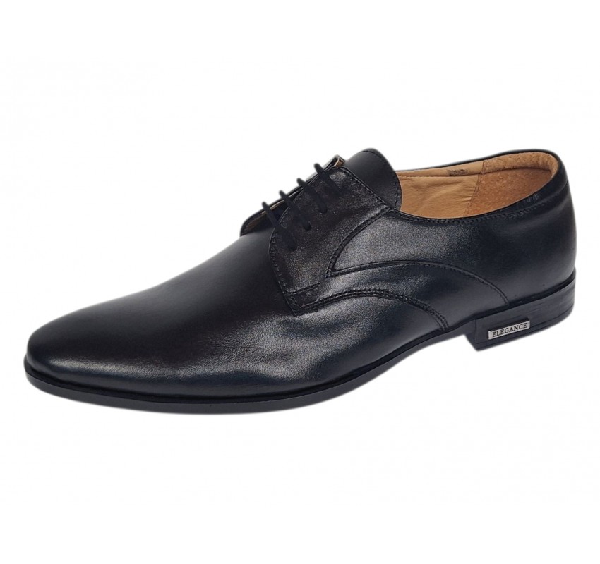 Pantofi barbati eleganti din piele naturala de culoare neagra PNOU371N