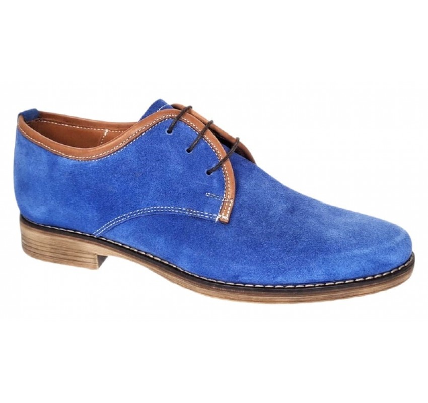 Pantofi barbati casual din piele naturala intoarsa Albastru PRAMFBLUE