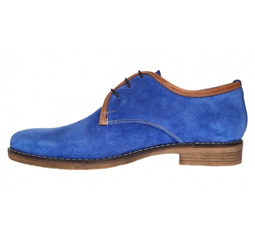 Pantofi barbati casual din piele naturala intoarsa Albastru PRAMFBLUE